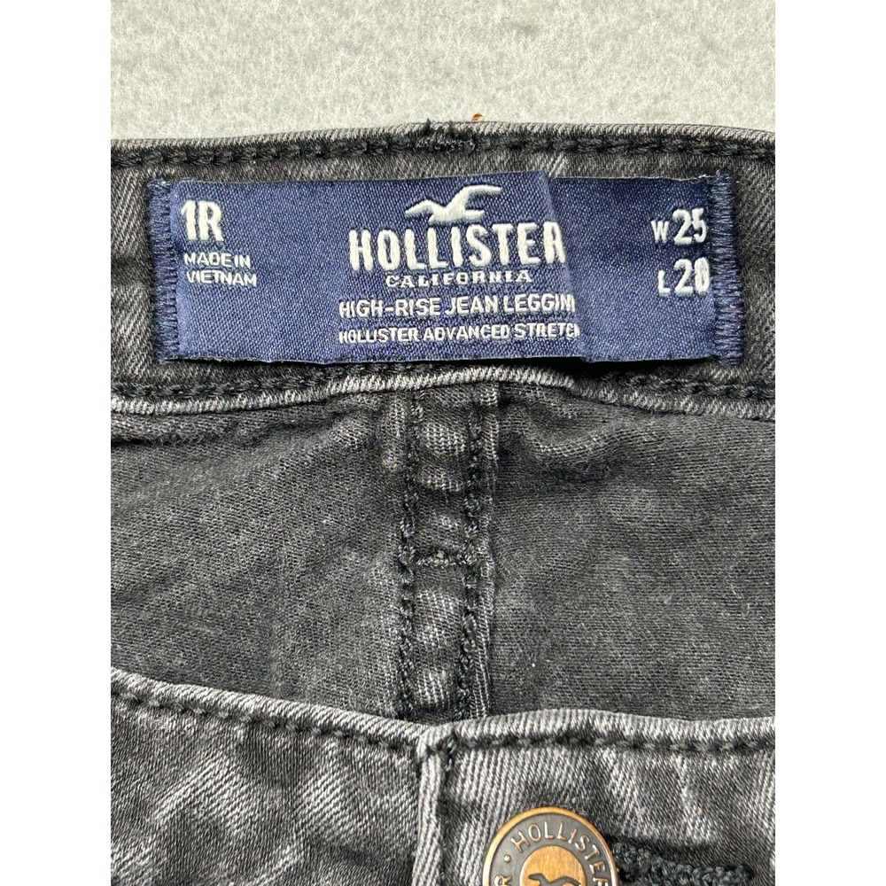 Hollister High-Rise Jean Legging Advanced Stretch Denim Black 1R W25 L28 Womens - Picture 4 of 8